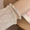 Pulsera Saturno de Cuarzo Rosa Natural de Alta Gama con Perlas Shijia para Mujer, Estilo de Lujo Accesible, Pulsera Versátil y Exquisita de Cristal Rosa de Nicho