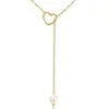Color Oro 14K Acero Inoxidable para Mujer Invierno Collar en forma de Y Flor Perla de Imitación Cadena para Suéter Borla Joyería