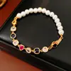 Pulseira de moda com contas de zircônia e pérola, luxo leve, elegância de alta qualidade, joia de design versátil e única