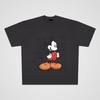 Camiseta de Algodão Puro Pesado 250g Pintada à Mão Mickey Street Casual Oversize Grande Manga Curta para Casais Homens e Mulheres Tendência