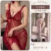 Conjunto Sexy de Camisola para Dormir Lobe para Mujer, Uniforme Sexy de Encaje Transparente, Atractivo Vestido Largo con Abertura, Atuendo para Busto Pequeño