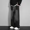 Calça jeans reta personalizada/estilo americano com forro de fleece para homens, calça grossa para outono e inverno, marca de moda high street unissex calça larga
