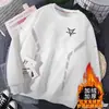 Nueva Camiseta de Manga Larga con Cuello Redondo Otoño/Invierno 2025, Sudadera Gruesa Versátil de Moda con Forro Polar, Camiseta Básica para Hombre