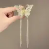Pinza de Agarre Mediana de Mariposa con Borla Elegante y a la Moda Rojo de Internet Semi Recogido Elegante Pinza de Tiburón Accesorios para el Cabello para la Cabeza de Mujer Horquilla
