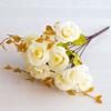 Atacado do Fabricante Flores Artificiais de Outono de Alta Qualidade 14 Cabeças Rosas Persas 7 Garfos Rosa Europeia Flores Artificiais de Seda