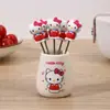 Conjunto de Garfos de Fruta de Gato de Desenho Animado Fofo Criativo Alta Aparência Segurança Aço Inoxidável de Grau Alimentício Garfos de Fruta