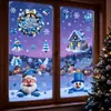 Decorações de Natal Flocos de Neve Azuis Boneco de Neve Adesivos de Vidro Guirlanda Sonhadora Casa de Neve Papai Noel Adesivos Estáticos