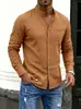 En Stock 2026 Nuevo Modelo Amazon Ebay Más Vendido Camisa de Manga Larga de Algodón y Lino para Hombre Manga Larga de Color Sólido Ropa para Hombre Transfronteriza
