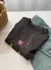 Camiseta Redonda de Manga Corta con Estampado de Caballos de Colores para Mujer 26th Verano Nuevo Estilo Coreano Holgada Casual Versátil Top de Algodón