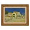 Pintura Famosa Clásica: Cosecha de Campo de Trigo, Casa de Campo, Casa Amarilla, Marco Dorado Vintage, Sala de Estar, Vestíbulo, Pintura Colgante enmarcada, Pintura Decorativa, Arte de Pared