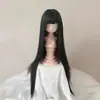 Boneca BJD de 3 pontos com uma peruca nobre e elegante, apresentando um corte bob estilo princesa com franja lateral e cabelo longo liso em blocos de cor