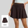 Ju Yitang Falda de Correr para Mujer Falda Falsa de Dos Piezas de una Sola Pieza Falda de Tenis de Cintura Alta Anti-correr
