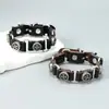 Pulseira de Couro Punk Retrô Europeia Cruz de Liga Pulseira Larga Tendência Moda Personalidade Masculina Joia de Mão Atacado
