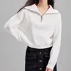 Nuevo Diseño de Nicho Primavera y Otoño Suave y Cera Cremallera Media Cuello Alto Color Sólido Más Fácil de Combinar Suéter de Punto Casual Top para Mujer