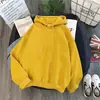 Uma geração de outono e inverno comércio exterior feminino moletom grosso com forro de fleece suéter cor sólida manga longa gola alta casaco amarelo atacado