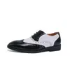 Zapatos de Cuero Tallado Estilo Brogue Británico Nuevos para Hombre, Bloques de Color Retro Primavera y Otoño Casual Transfronterizos Talla Grande para Hombre