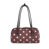 Bolsa de bowling fashion com poá para mulheres, bolsa de mão de nicho, bolsa casual de ombro, bolsa de ombro versátil de grande capacidade para o dia a dia