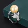 2023 nuevo estilo europeo y americano retro forma de mariposa oro Perla temperamento mujeres collar colgante pendientes de botón anillo traje