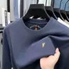 Sudadera Paul Bordada de Comercio Exterior para Hombres Jóvenes, Camiseta Base Cálida de Color Sólido para Otoño, Camiseta de Manga Larga con Cuello Redondo Versátil para Hombres