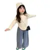 Conjunto de Primavera y Otoño 2026 para Niñas, Camisa Básica Estilo Coreano, Jeans Casuales, Pantalones de Pierna Ancha para Niñas, Top para Niñas