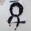 Bufanda de Gasa Estampada Suave Hecha a Mano con Perlas para Mujer, Delicado Pañuelo para Sesión de Fotos Estilo Bosque Pastoral, Bufanda Delgada Decorativa