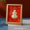 Marco de Fotos 3D con Lámina Dorada Atrae Riqueza Adorno de Escritorio Calabaza Dios de la Riqueza Bolsa de la Suerte Decoración de Escritorio Souvenir de Inauguración Reunión Anual Regalo