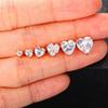 Clásicos simples románticos 3-8MM circonita de tres garras con forma de corazón aretes de botón con forma de corazón chapados en oro aretes de diamantes joyería femenina al por mayor