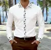 Camisa de Manga Larga con Cuello y Botones para Hombre, Estilo Casual Versátil de Moda, Estampado de Patrón 3D, Nuevo Estilo Europeo y Americano, Transfronteriza, 2026