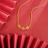 Collar de la Fortuna de Tres Caracteres Hueco Chapado en Oro Estilo Étnico Cadena de Buena Suerte Auspiciosa Joyería para Venta al por Mayor de Pequeños Productos de Yiwu