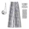 Calça larga de perna ampla, nova, feita sob medida para primavera e outono, para mulheres, estampa vintage, cintura alta, cobre o quadril, modeladora, estilo coreano, uso casual versátil