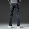 Jeans Rectos de Corte Ajustado de Alta Gama para Hombre Italianos, Temporada Primavera y Otoño 2026, Forrados de Felpa, Engrosados, Pantalones Largos Cómodos para Hombre