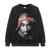Camiseta de Manga Curta com Estampa 2PAC Tupac Europeia e Americana Streetwear Americano Marca Tendência Solta Oversize Unissex Atacado