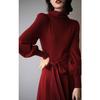 Vestido de Lana para Mujer Estilo Hong Kong y Americano, Estilo Otoño e Invierno, Mangas de Linterna, Vestido Largo Línea A por Encima de la Rodilla