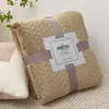 Manta Espessa com Padrão de Espiga de Trigo, Estoque Pronto para Exportação, Manta de Flanela Jacquard em Fleece de Coral, Manta de Presente, Manta de Ar Condicionado para Comércio Exterior
