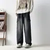 Jeans de Pierna Ancha Talla Plus para Hombre, Nueva Marca Moderna Estilo Americano Primavera y Otoño 2026, Pantalones Rectos Sueltos Extra Grandes para Personas de Talla Grande y Altas