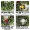 Suministros de decoración navideña transfronterizos: Colgante de corona para puerta principal, corona de hoja de ciprés navideño y frutos rojos, colgante de decoración de jardín