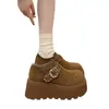 Sapatos com Salto Plataforma de 7cm para Mulheres Baixas, Sapatos Estilo Birkenstock de Couro Genuíno com Cobertura Total, Adequados para Combinar com Saias, Mocassins, Sapatos Plataforma