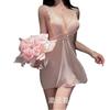 Night Cat Ropa Interior Sexy Encaje Sexy Escote en V Profundo Morado Blanco Deseo Puro Espalda Descubierta Encaje Hueco Malla Camisón Traje