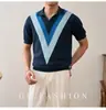 2026 Nueva Camisa Polo de Punto con Bloques de Color para Hombre, Moderna, Transpirable, Delgada, de Manga Corta, Camisa Base de Jersey con Bloques de Color