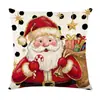 Funda de Almohada Navideña Retro Muñeco de Nieve Lino Estampado Funda para Cojín Sala de Estar Sofá Funda Decorativa para Cojín Sin Relleno
