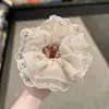 Elástico de Cabelo de Renda Pesada Francesa Flores Bordadas Elástico de Cabelo Intestino Grosso Estilo Ins Coreano Temperamento Suave Acessórios de Cabelo para o Dia a Dia