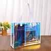 Bolsa de regalo de mano de PVC, bolsa de compras de gran capacidad, bolsa de plástico transparente de color mágico láser, se puede imprimir el logotipo