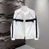 Jaqueta patchwork nova e moderna de primavera com gola alta para homens, estilosa e simples, com cores contrastantes, top casual versátil