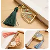 Leque Dobrável Estilo Chinês Metal Vazado Pintura Esmaltada Colorida Borla Clássica Marcador de Página de Documento Souvenir de Ponto Turístico Presente Suporta Logotipo Personalizado