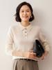 Suéter de punto con cuello tipo polo grueso de cachemira para mujer, camisa básica holgada y adelgazante, para otoño e invierno, nuevo