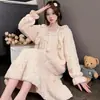 Pijama de Franela para Mujer Otoño e Invierno Estilo Dulce de Princesa Bata Larga Forro Polar Coral Tallas Grandes Ropa para el Hogar
