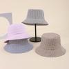 Chapéu de Caminhada ao Ar Livre com Listras e Blocos de Cor em Estilo Coreano para Mulheres, Chapéu de Pescador para Primavera e Verão, Chapéu Bucket Versátil Japonês, Chapéu para Sombra e Proteção Solar