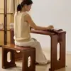 Mesa e Tamboretes Guqin Feitos de Madeira Maciça de Paulownia Queimada, Mesa de Caligrafia Chinesa Zen, Mesa de Chá Estilo Antigo, Mesa e Tamboretes Guqin de Ressonância