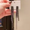 Pendientes Cuadrados con Borlas Tachonados de Diamantes de Zirconia Estilo Lujo Ligero Aguja de Plata Pendientes Únicos de Nicho Estilo Oscuro Europeo y Americano para Mujer