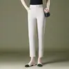 9251 Pantalones Casuales de Nueve Puntos Seda Helada y Cáñamo Pantalones de Mujer de Mediana Edad Verano Nueve Puntos Talla Grande Más Fertilizante Aumento Ortografía Más Suministro
